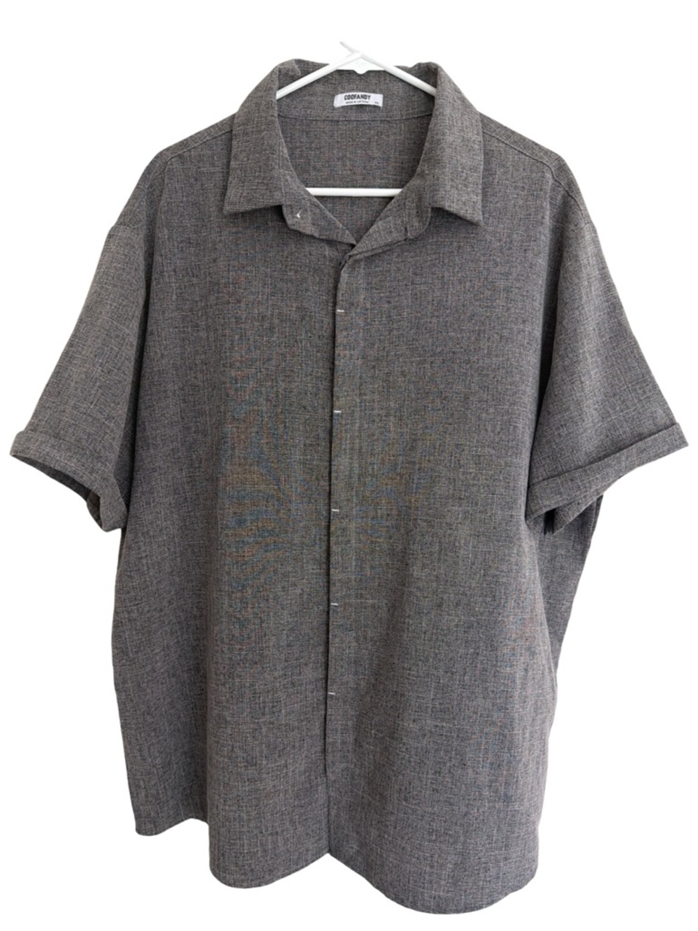 Men’s Gray Short-Sleeve Casual Button-Down Shirt XXL